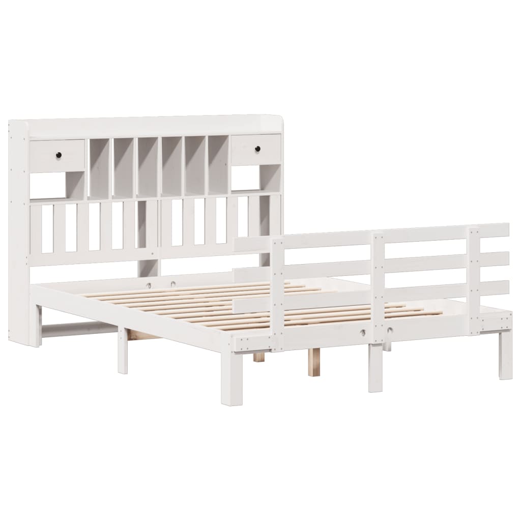 Bed met boekenkast zonder matras grenenhout wit 140x190 cm is nu te koop bij PeponiXL, paradijselijk wonen!