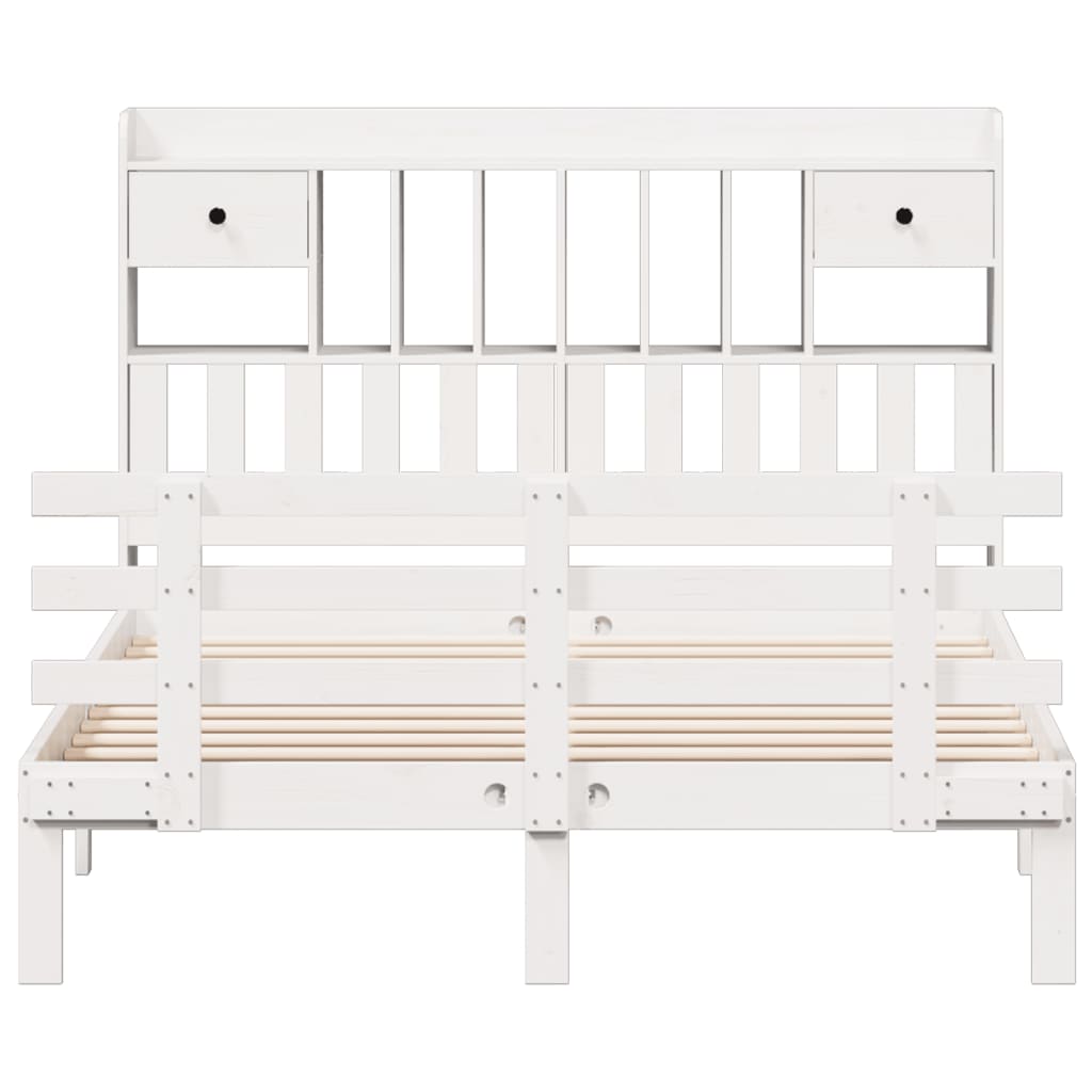Bed met boekenkast zonder matras grenenhout wit 140x190 cm is nu te koop bij PeponiXL, paradijselijk wonen!