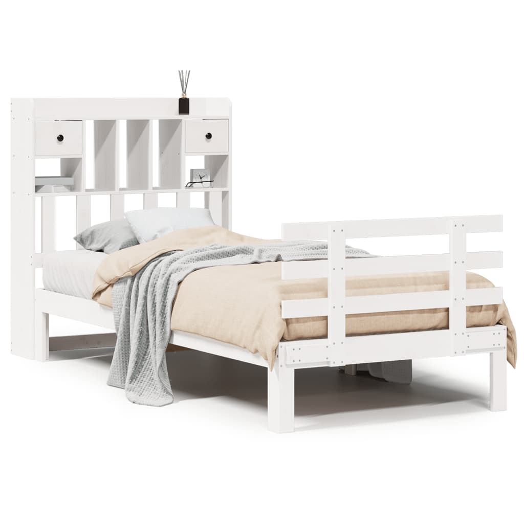 Bed met boekenkast zonder matras grenenhout wit 90x200 cm is nu te koop bij PeponiXL, paradijselijk wonen!