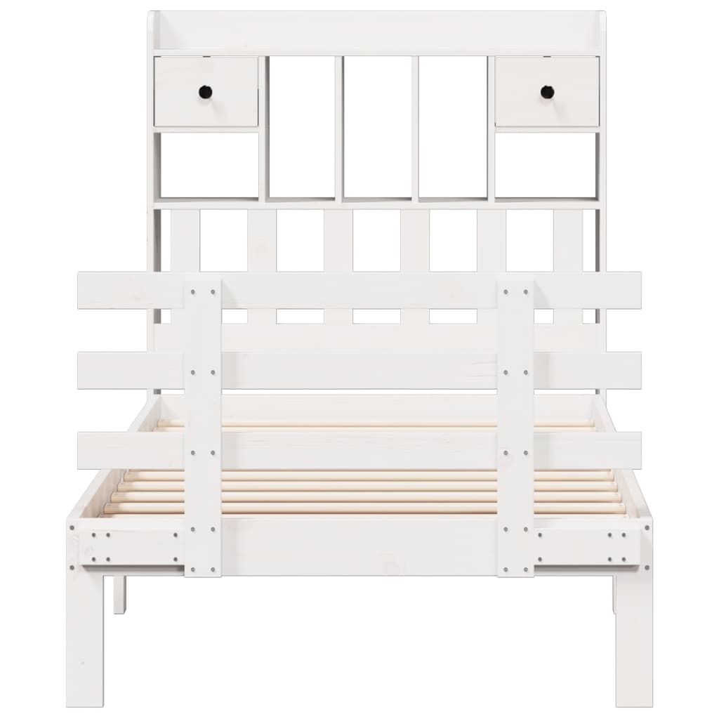 Bed met boekenkast zonder matras grenenhout wit 90x200 cm is nu te koop bij PeponiXL, paradijselijk wonen!