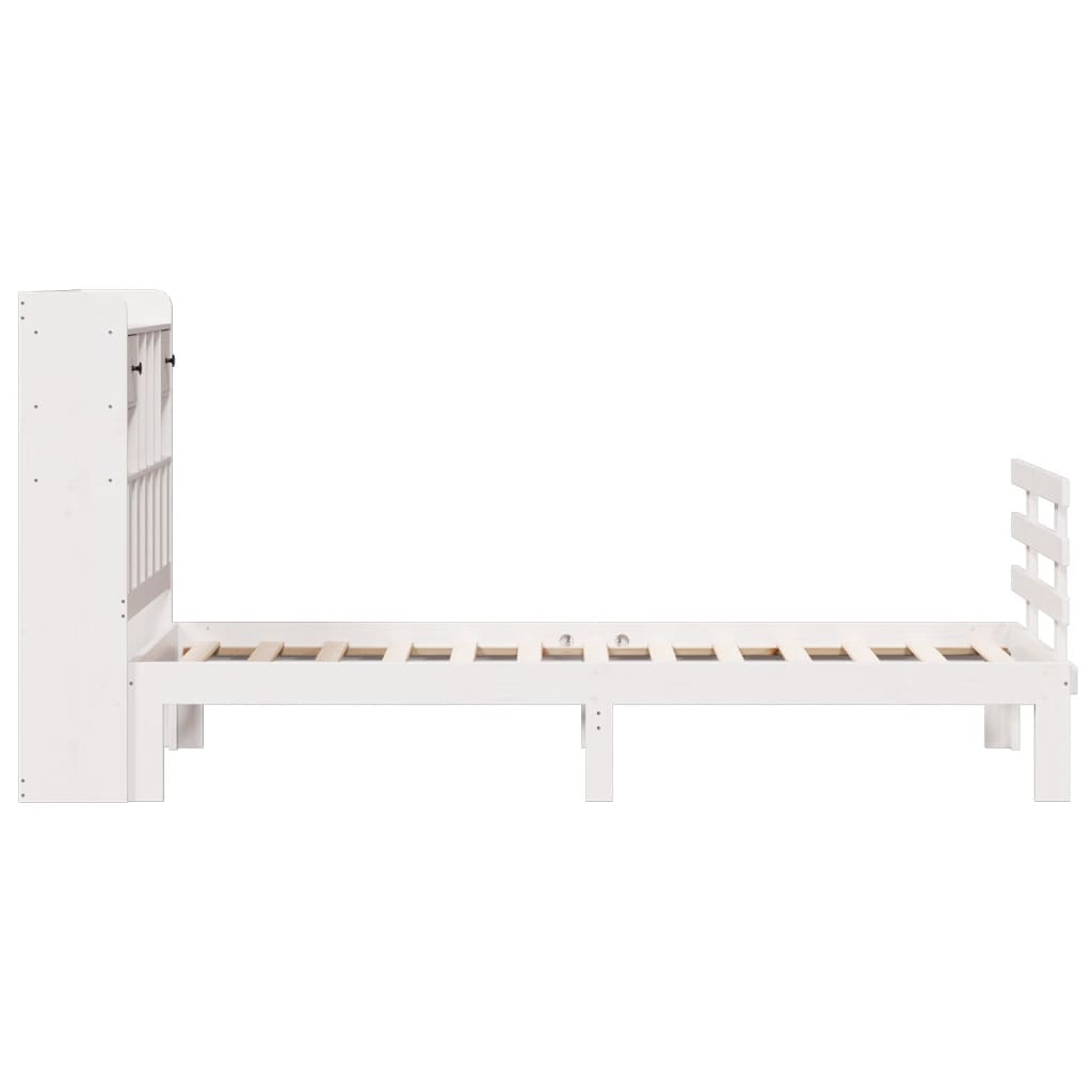 Bed met boekenkast zonder matras grenenhout wit 90x200 cm is nu te koop bij PeponiXL, paradijselijk wonen!