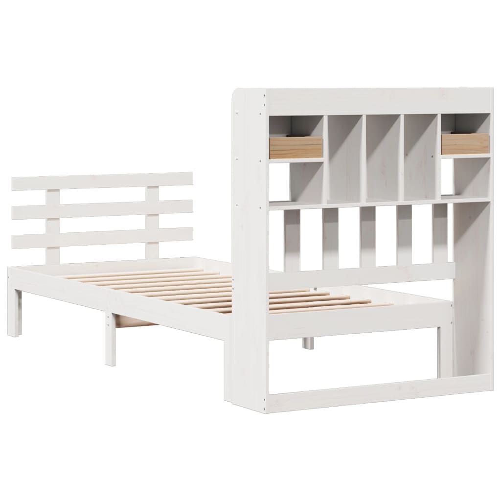 Bed met boekenkast zonder matras grenenhout wit 90x200 cm is nu te koop bij PeponiXL, paradijselijk wonen!