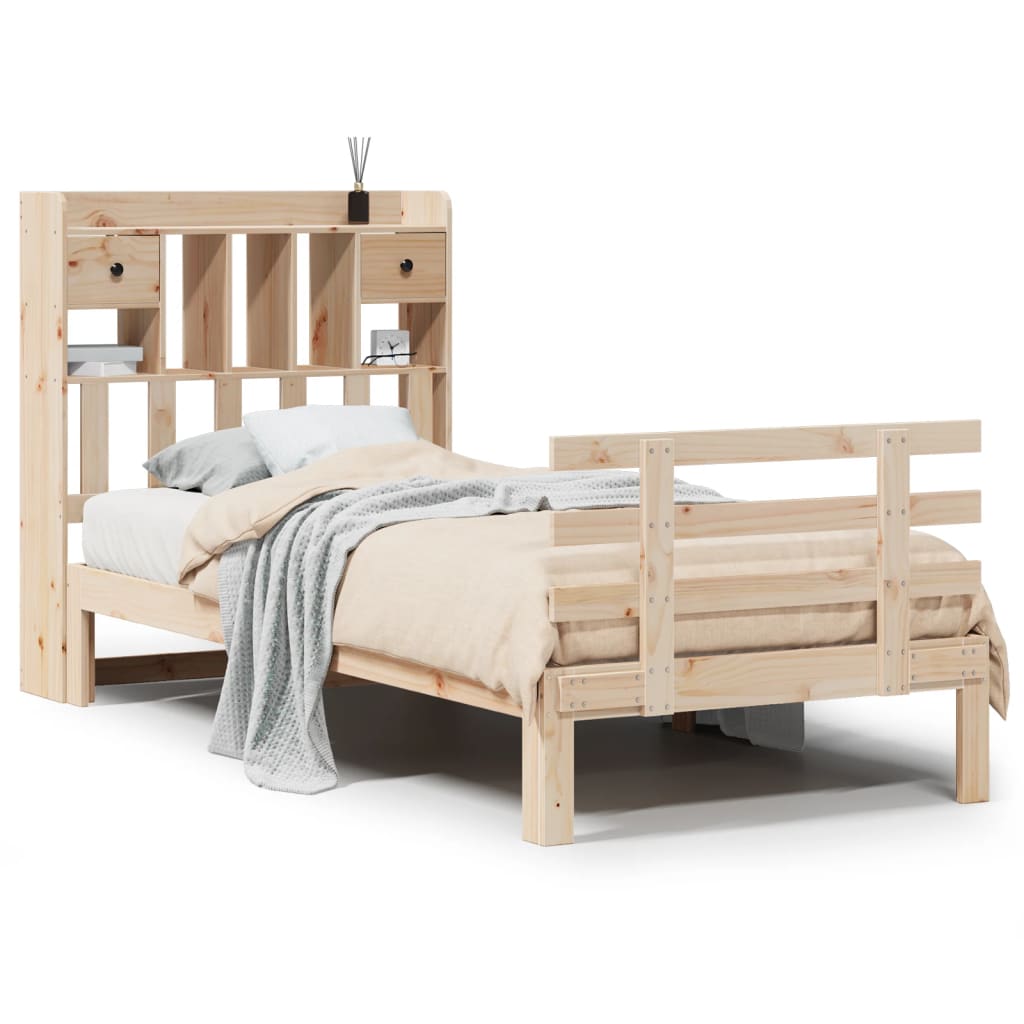 Bed met boekenkast zonder matras massief grenenhout 100x200 cm is nu te koop bij PeponiXL, paradijselijk wonen!