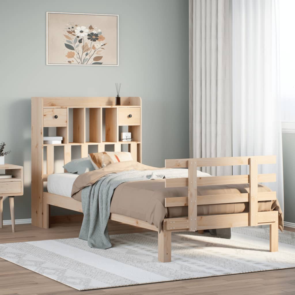 Bed met boekenkast zonder matras massief grenenhout 100x200 cm is nu te koop bij PeponiXL, paradijselijk wonen!