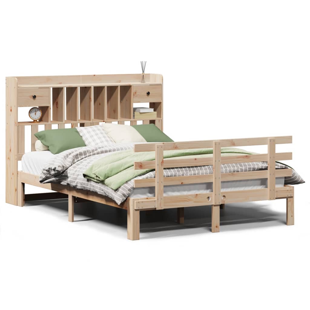 Bed met boekenkast zonder matras massief grenenhout 140x200 cm is nu te koop bij PeponiXL, paradijselijk wonen!