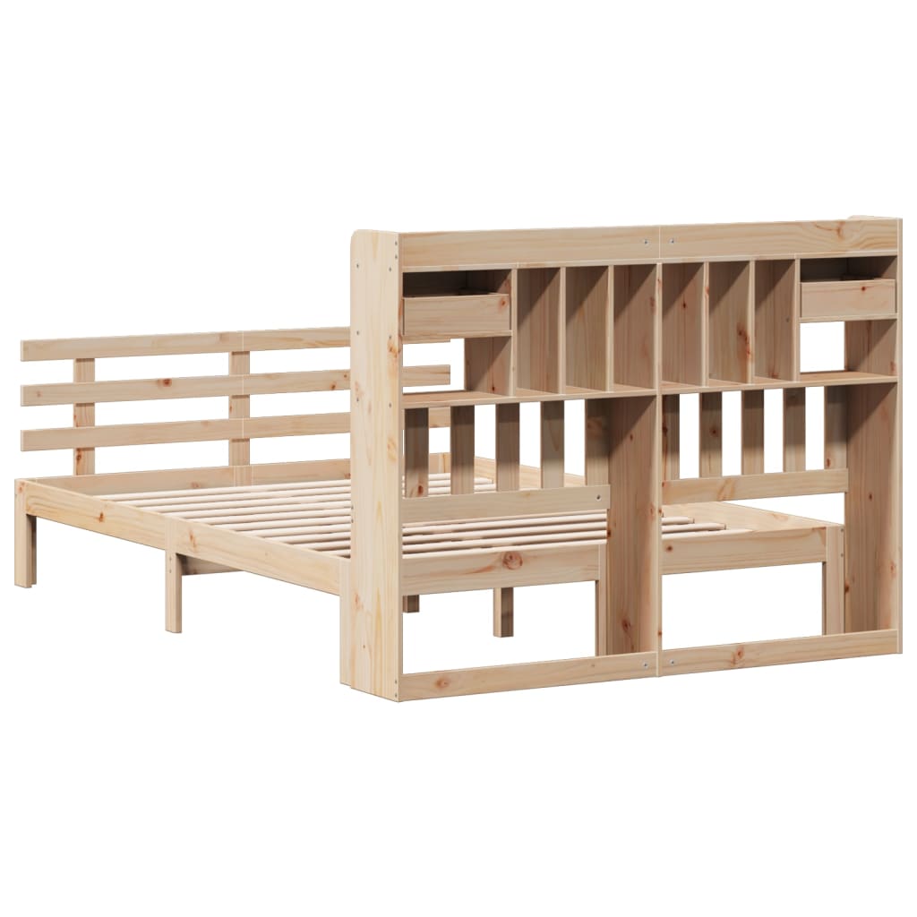 Bed met boekenkast zonder matras massief grenenhout 140x200 cm is nu te koop bij PeponiXL, paradijselijk wonen!
