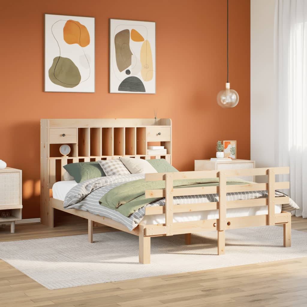 Bed met boekenkast zonder matras massief grenenhout 140x200 cm is nu te koop bij PeponiXL, paradijselijk wonen!