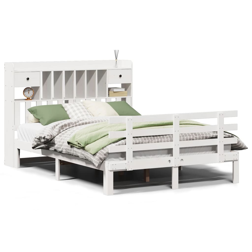 Bed met boekenkast zonder matras grenenhout wit 140x200 cm is nu te koop bij PeponiXL, paradijselijk wonen!
