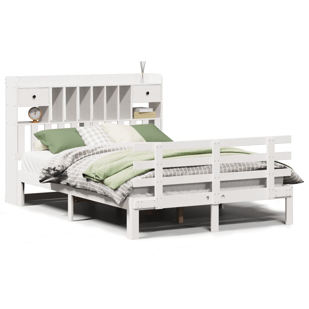 Bed met boekenkast zonder matras grenenhout wit 150x200 cm is nu te koop bij PeponiXL, paradijselijk wonen!
