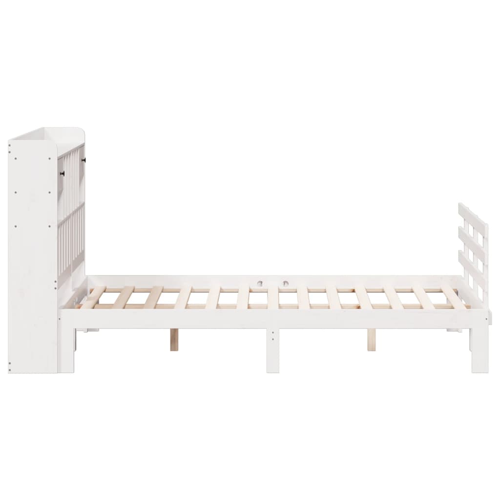 Bed met boekenkast zonder matras grenenhout wit 150x200 cm is nu te koop bij PeponiXL, paradijselijk wonen!