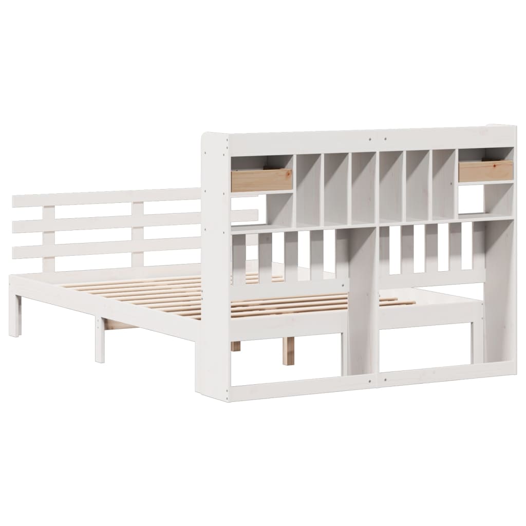 Bed met boekenkast zonder matras grenenhout wit 150x200 cm is nu te koop bij PeponiXL, paradijselijk wonen!