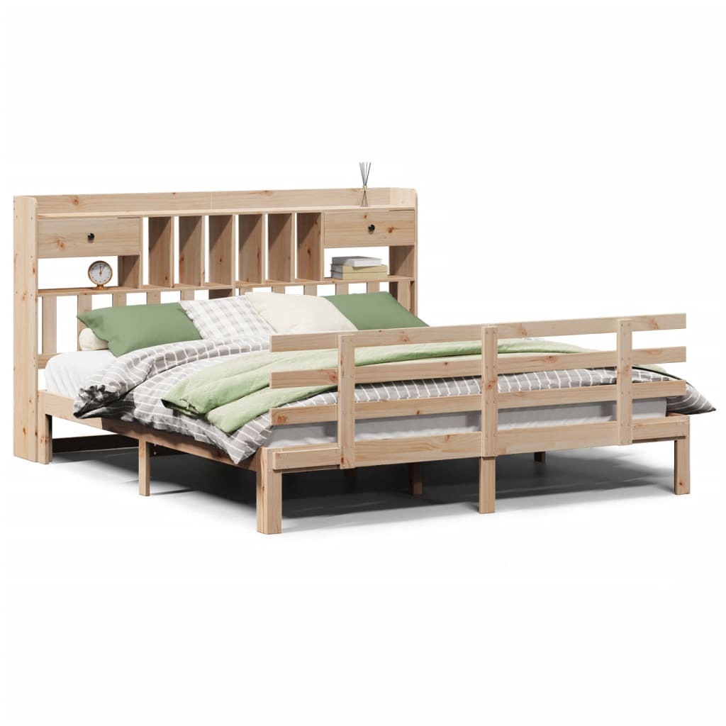 Bed met boekenkast zonder matras massief grenenhout 180x200 cm is nu te koop bij PeponiXL, paradijselijk wonen!
