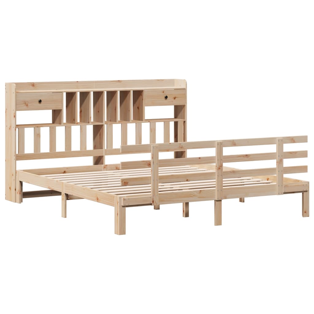 Bed met boekenkast zonder matras massief grenenhout 180x200 cm is nu te koop bij PeponiXL, paradijselijk wonen!