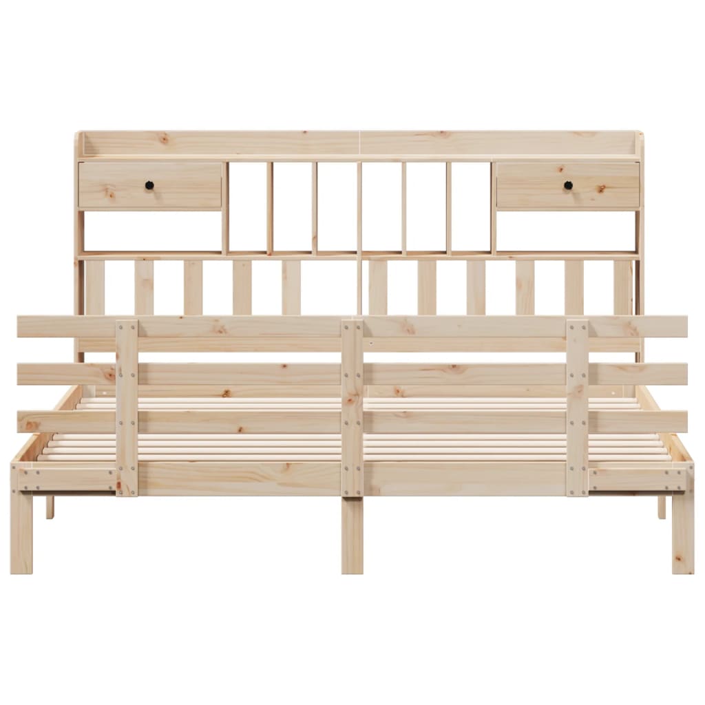 Bed met boekenkast zonder matras massief grenenhout 180x200 cm is nu te koop bij PeponiXL, paradijselijk wonen!