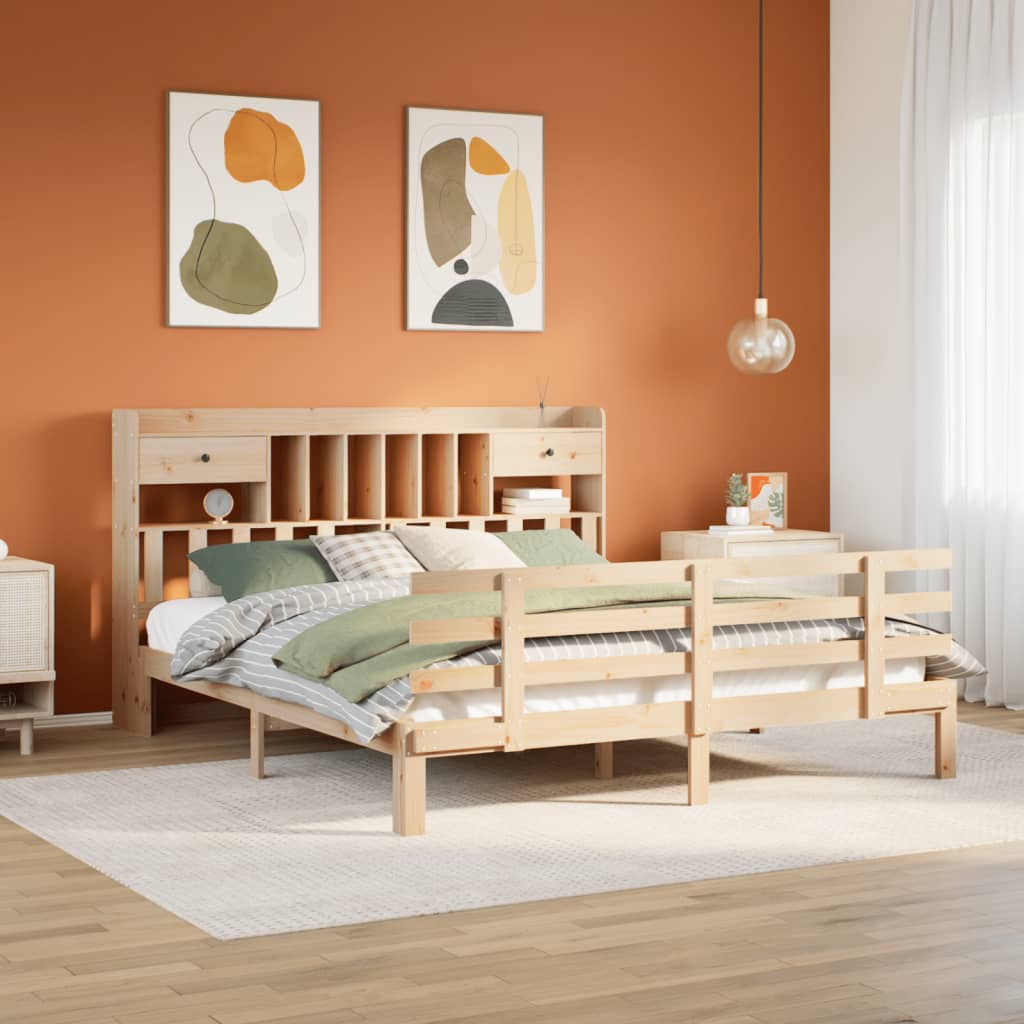 Bed met boekenkast zonder matras massief grenenhout 180x200 cm is nu te koop bij PeponiXL, paradijselijk wonen!