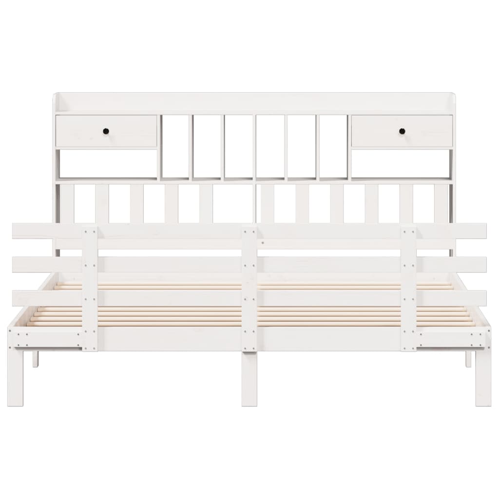 Bed met boekenkast zonder matras grenenhout wit 180x200 cm is nu te koop bij PeponiXL, paradijselijk wonen!