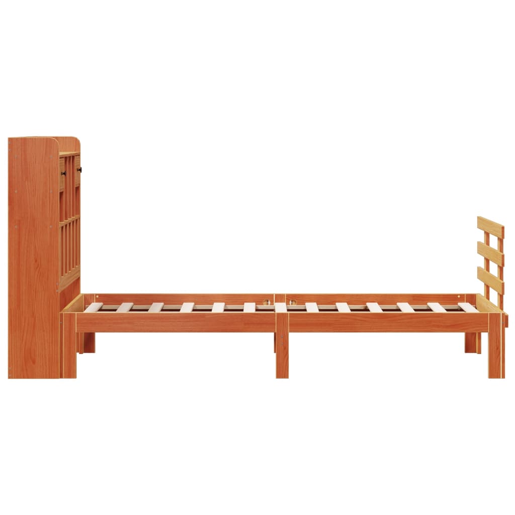 Bed met boekenkast zonder matras grenenhout wasbruin 75x190 cm is nu te koop bij PeponiXL, paradijselijk wonen!
