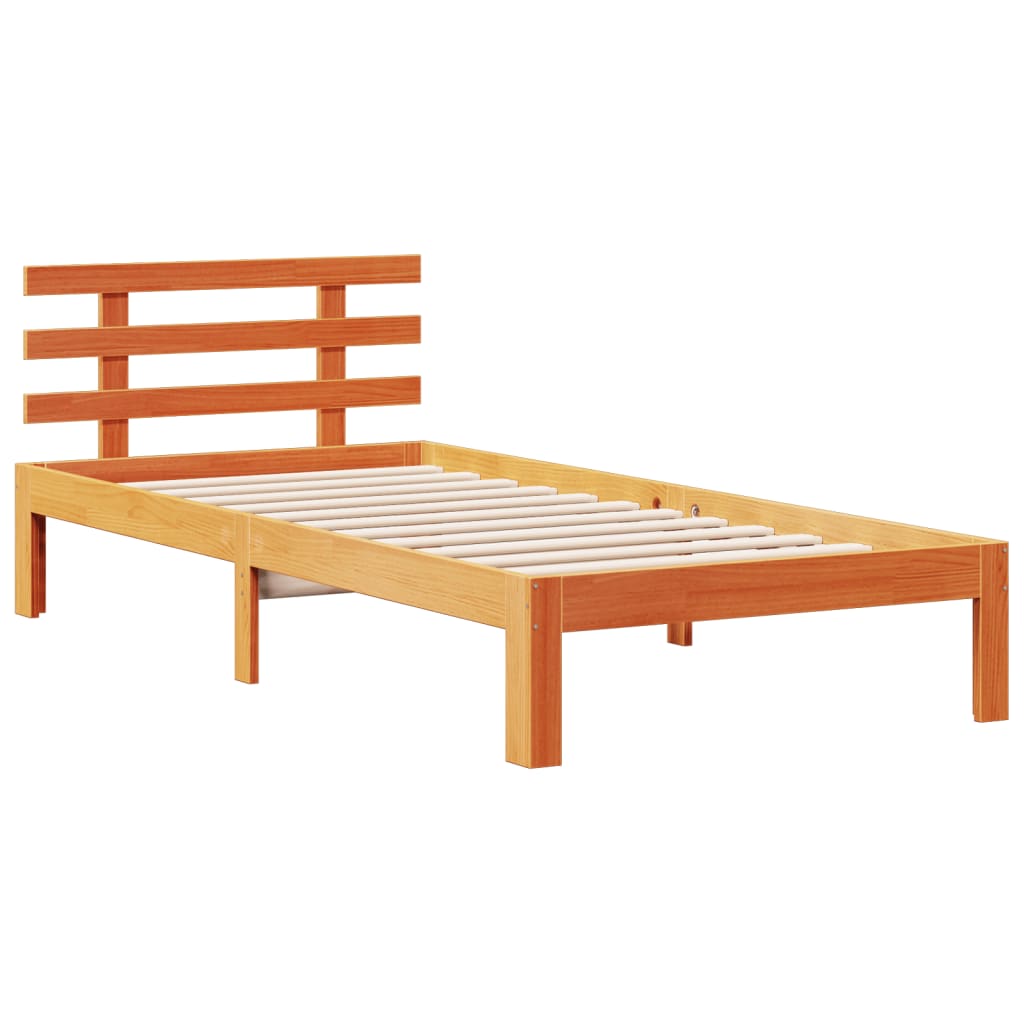 Bed met boekenkast zonder matras grenenhout wasbruin 75x190 cm is nu te koop bij PeponiXL, paradijselijk wonen!