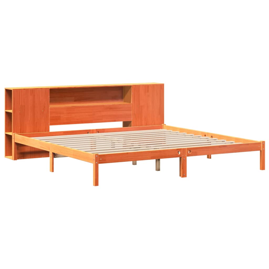 Bed met boekenkast zonder matras grenenhout wasbruin 180x200 cm is nu te koop bij PeponiXL, paradijselijk wonen!