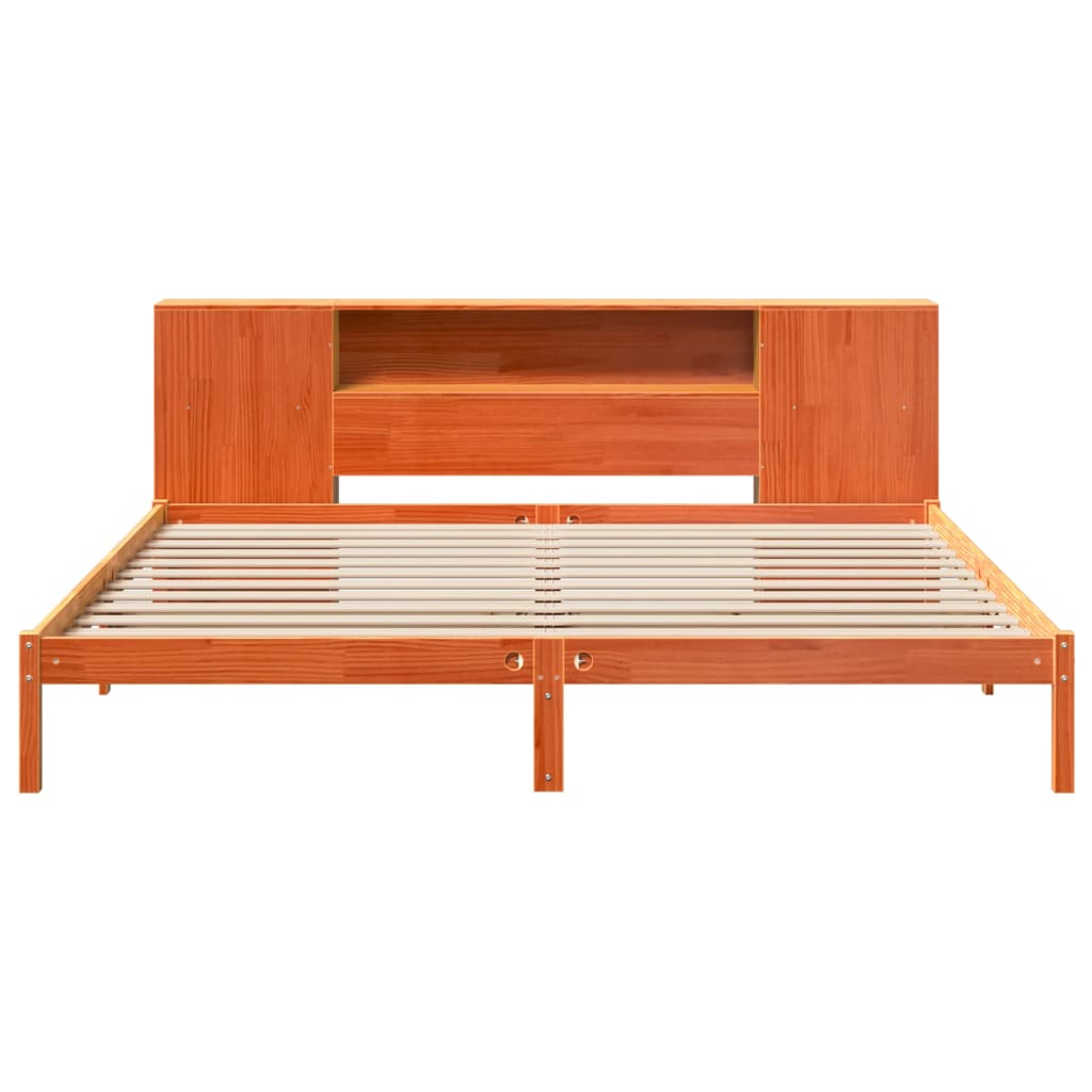 Bed met boekenkast zonder matras grenenhout wasbruin 180x200 cm is nu te koop bij PeponiXL, paradijselijk wonen!
