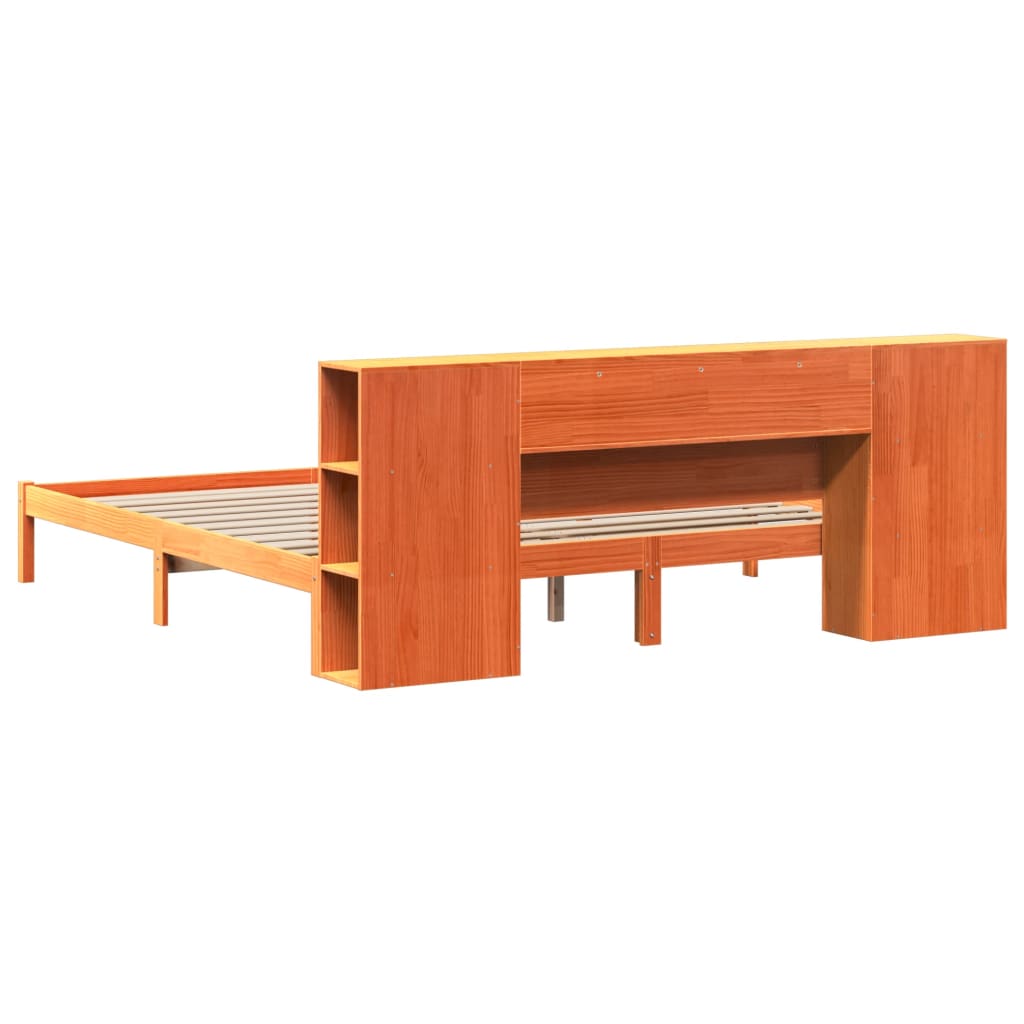 Bed met boekenkast zonder matras grenenhout wasbruin 180x200 cm is nu te koop bij PeponiXL, paradijselijk wonen!