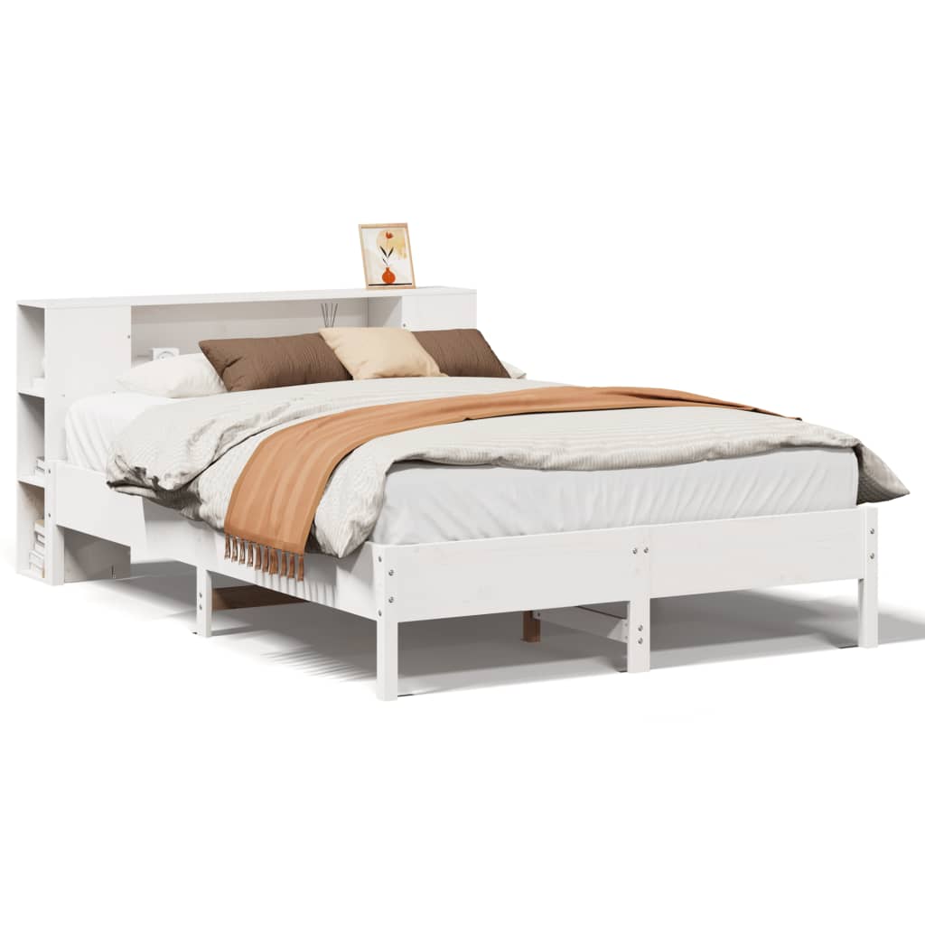 Bed met boekenkast zonder matras grenenhout wit 160x200 cm is nu te koop bij PeponiXL, paradijselijk wonen!