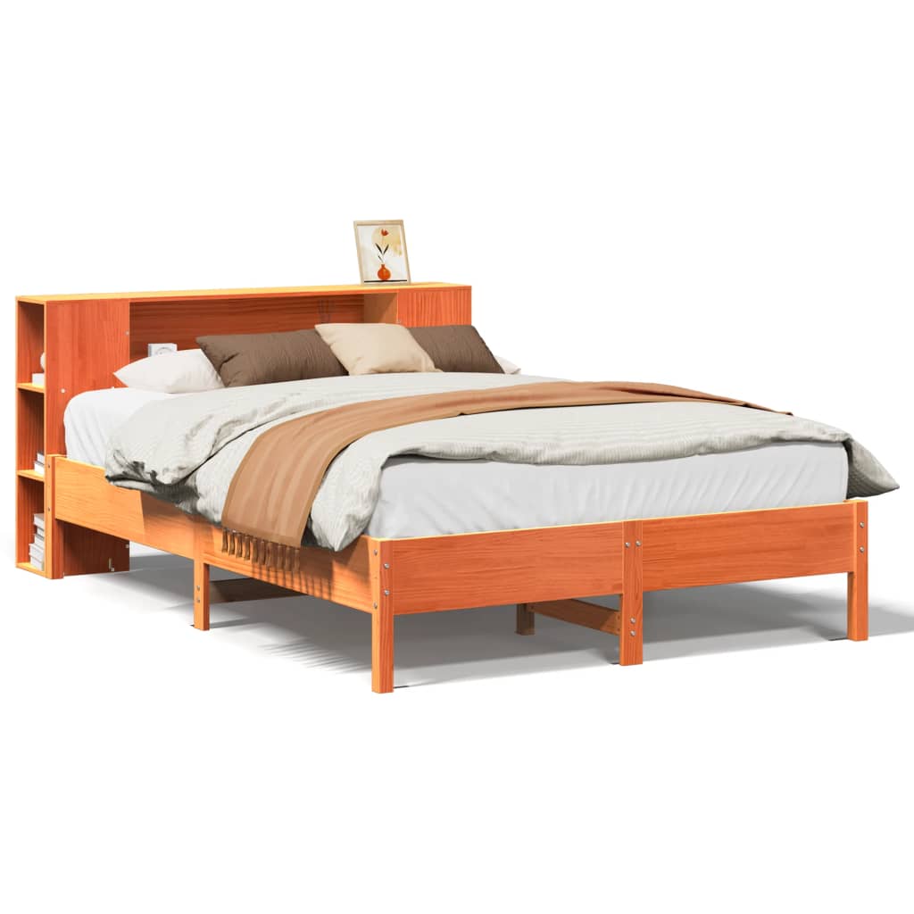 Bed met boekenkast zonder matras grenenhout wasbruin 140x200 cm is nu te koop bij PeponiXL, paradijselijk wonen!