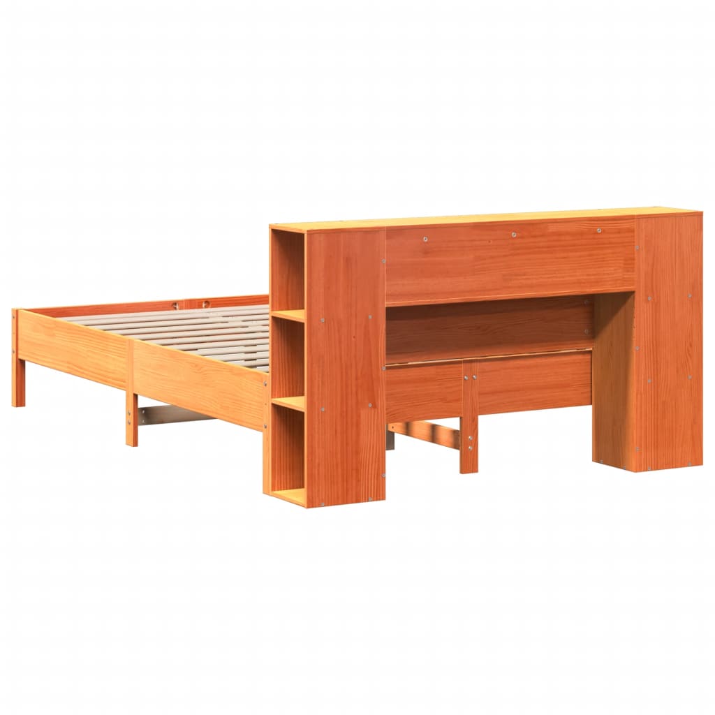 Bed met boekenkast zonder matras grenenhout wasbruin 140x200 cm is nu te koop bij PeponiXL, paradijselijk wonen!
