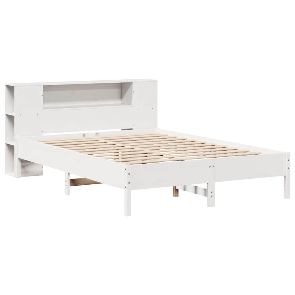 Bed met boekenkast zonder matras grenenhout wit 140x190 cm is nu te koop bij PeponiXL, paradijselijk wonen!