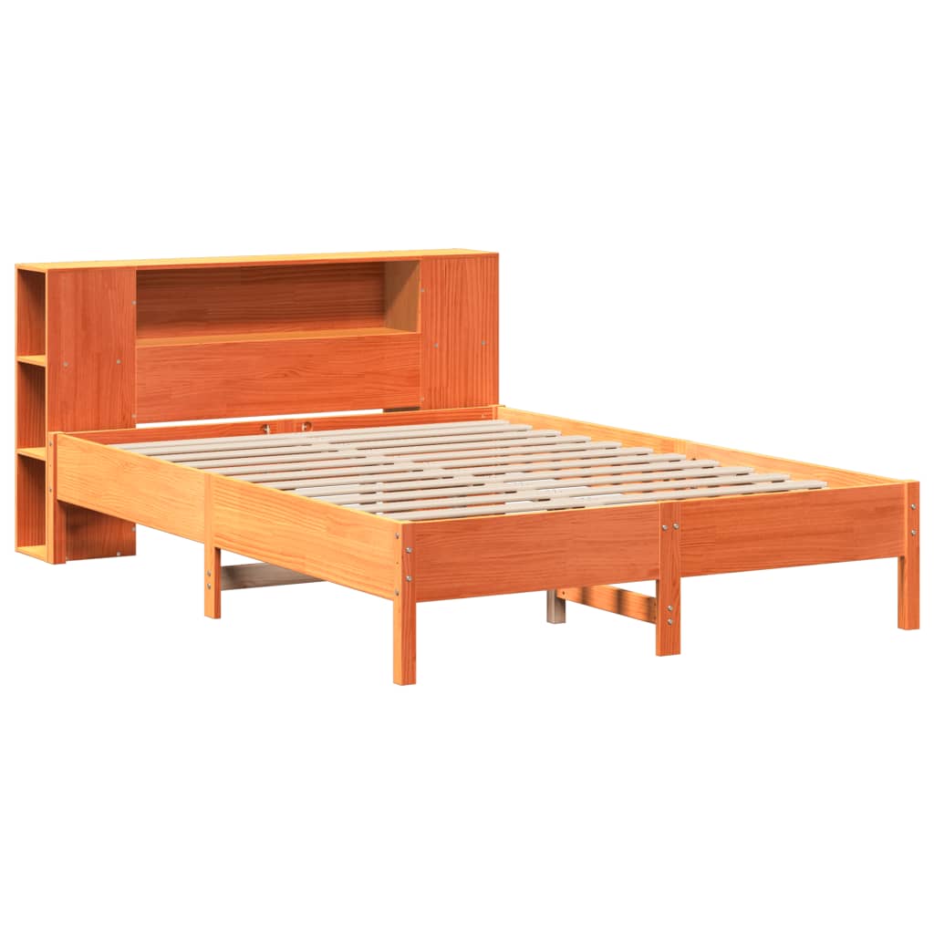 Bed met boekenkast zonder matras grenenhout wasbruin 140x190 cm is nu te koop bij PeponiXL, paradijselijk wonen!