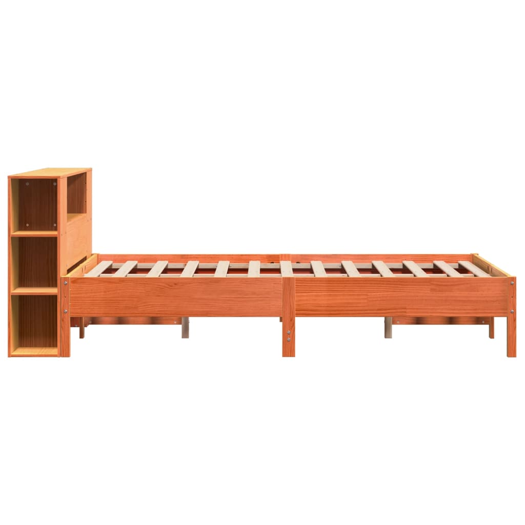 Bed met boekenkast zonder matras grenenhout wasbruin 140x190 cm is nu te koop bij PeponiXL, paradijselijk wonen!
