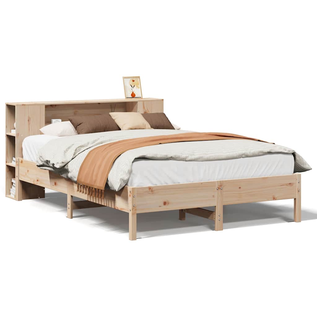 Bed met boekenkast zonder matras massief grenenhout 135x190 cm is nu te koop bij PeponiXL, paradijselijk wonen!