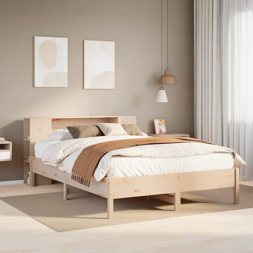 Bed met boekenkast zonder matras massief grenenhout 135x190 cm is nu te koop bij PeponiXL, paradijselijk wonen!