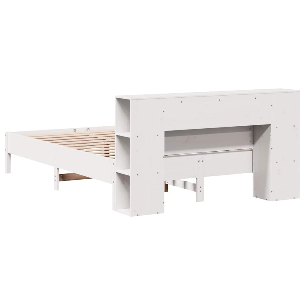 Bed met boekenkast zonder matras grenenhout wit 135x190 cm is nu te koop bij PeponiXL, paradijselijk wonen!