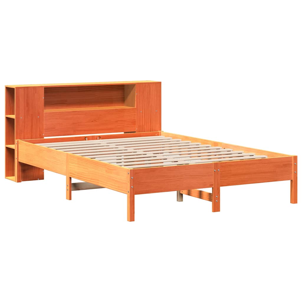 Bed met boekenkast zonder matras grenenhout wasbruin 135x190 cm is nu te koop bij PeponiXL, paradijselijk wonen!