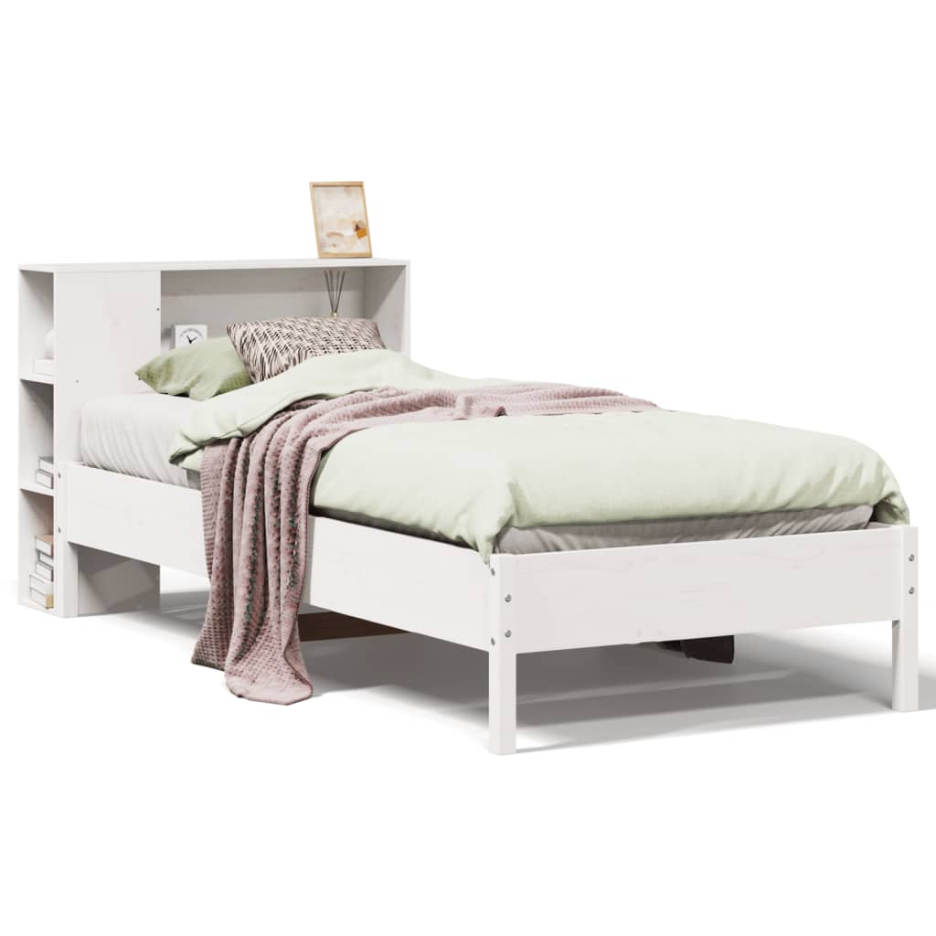 Bed met boekenkast zonder matras grenenhout wit 75x190 cm is nu te koop bij PeponiXL, paradijselijk wonen!