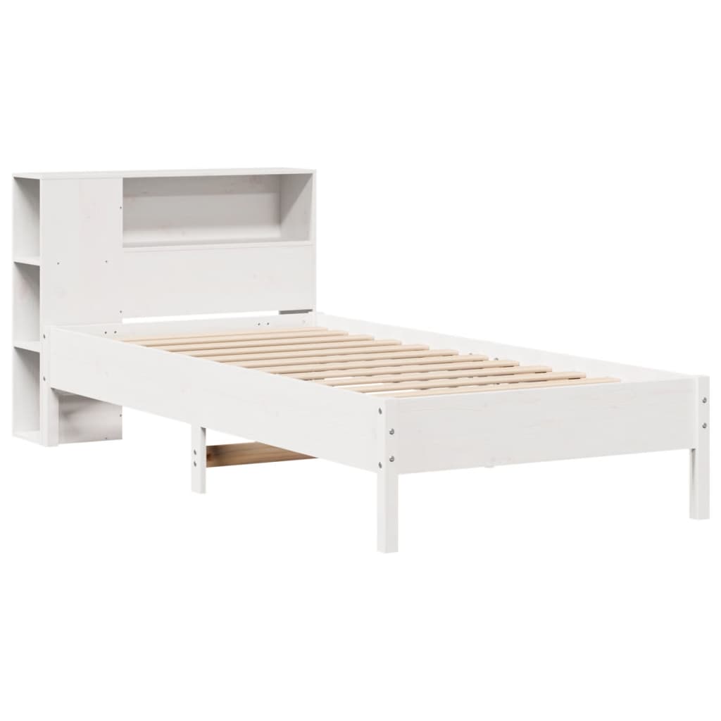 Bed met boekenkast zonder matras grenenhout wit 75x190 cm is nu te koop bij PeponiXL, paradijselijk wonen!
