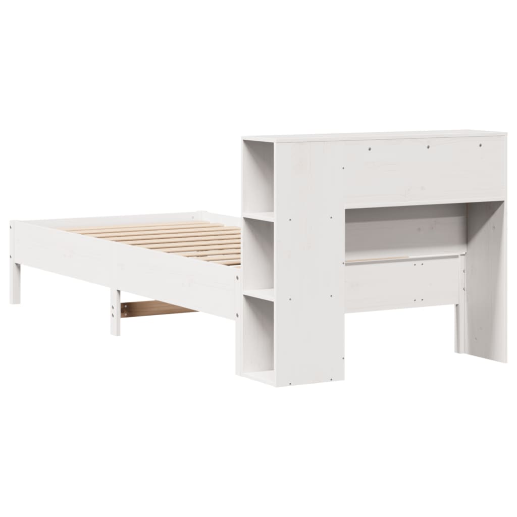 Bed met boekenkast zonder matras grenenhout wit 75x190 cm is nu te koop bij PeponiXL, paradijselijk wonen!