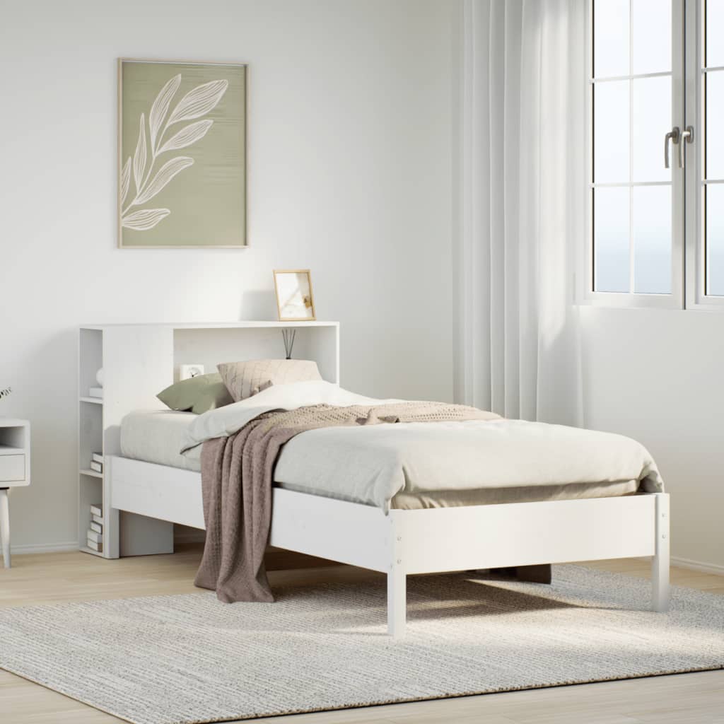 Bed met boekenkast zonder matras grenenhout wit 75x190 cm is nu te koop bij PeponiXL, paradijselijk wonen!