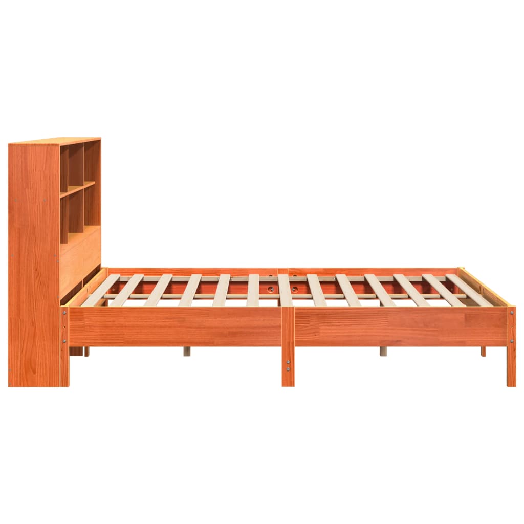 Bed met boekenkast zonder matras grenenhout wasbruin 200x200 cm is nu te koop bij PeponiXL, paradijselijk wonen!