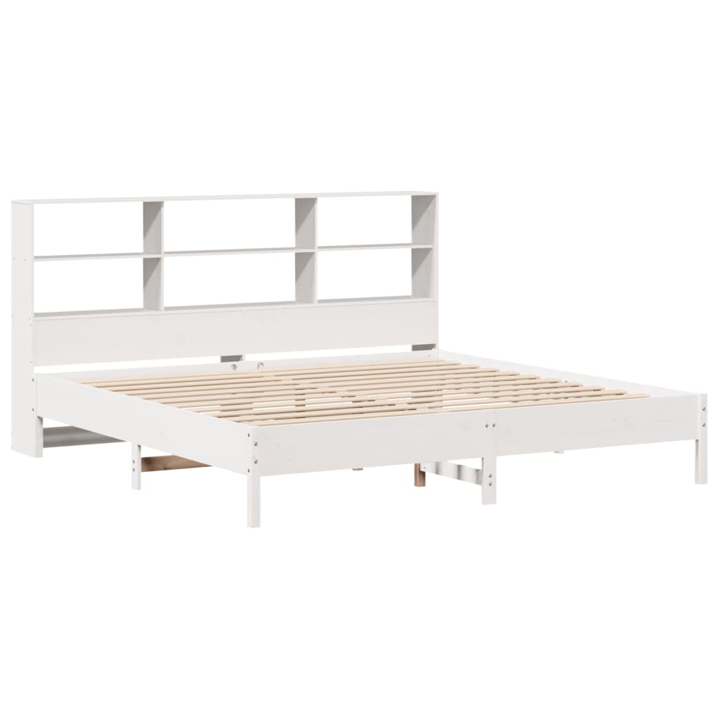 Bed met boekenkast zonder matras grenenhout wit 180x200 cm is nu te koop bij PeponiXL, paradijselijk wonen!