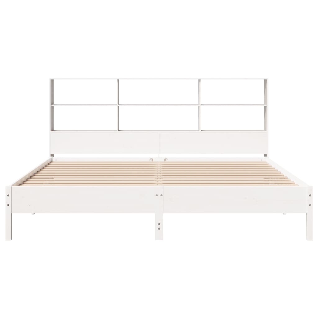 Bed met boekenkast zonder matras grenenhout wit 180x200 cm is nu te koop bij PeponiXL, paradijselijk wonen!