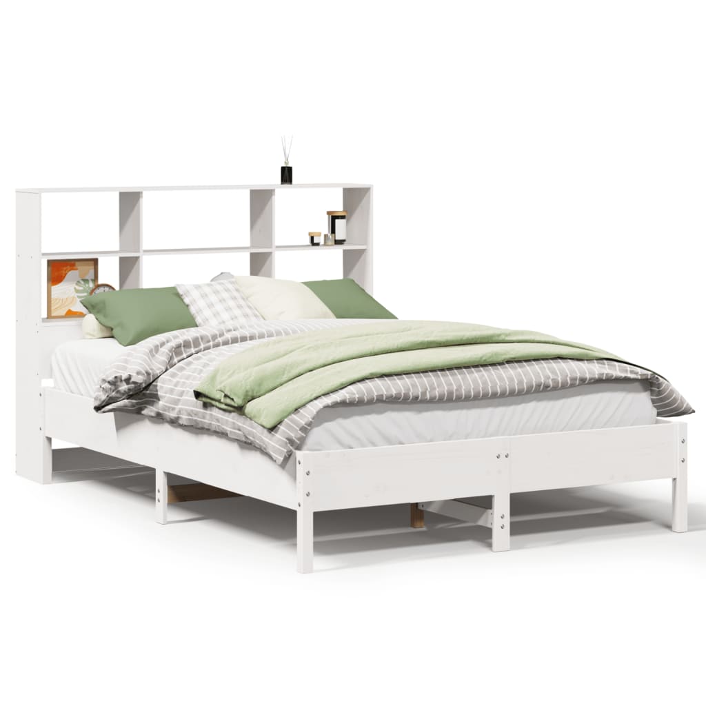 Bed met boekenkast zonder matras grenenhout wit 160x200 cm is nu te koop bij PeponiXL, paradijselijk wonen!