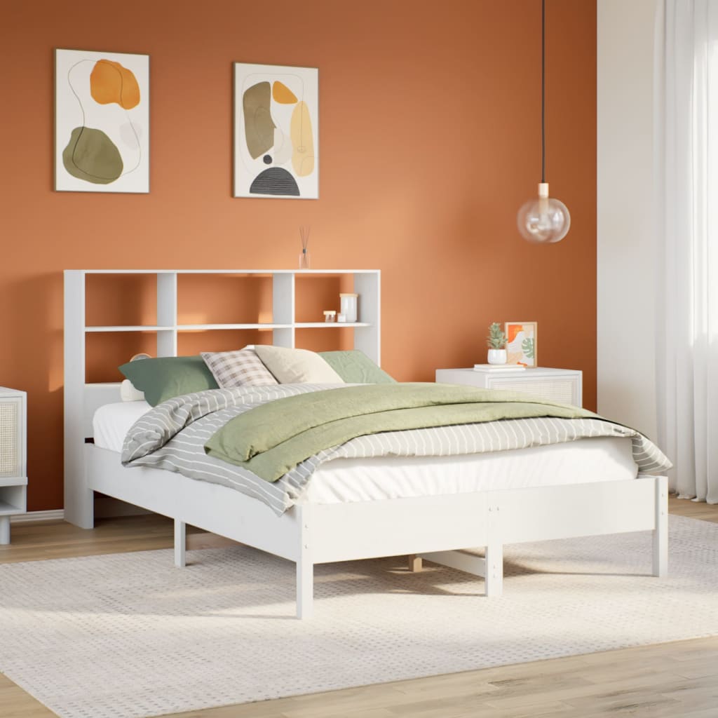 Bed met boekenkast zonder matras grenenhout wit 160x200 cm is nu te koop bij PeponiXL, paradijselijk wonen!
