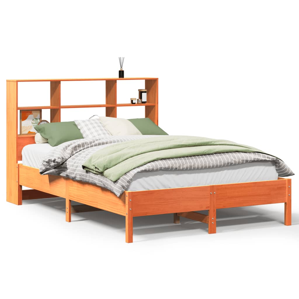 Bed met boekenkast zonder matras grenenhout wasbruin 150x200 cm is nu te koop bij PeponiXL, paradijselijk wonen!