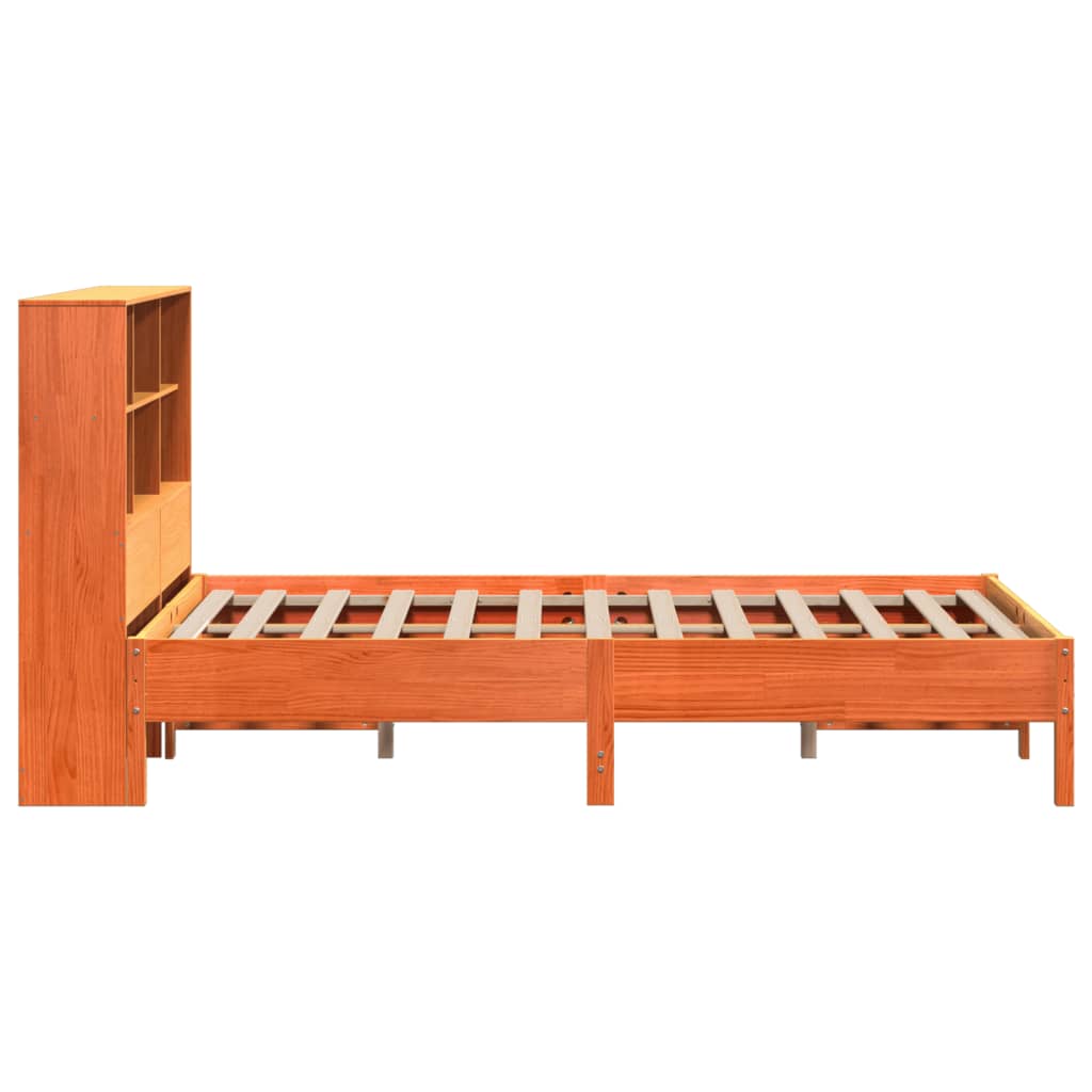 Bed met boekenkast zonder matras grenenhout wasbruin 150x200 cm is nu te koop bij PeponiXL, paradijselijk wonen!