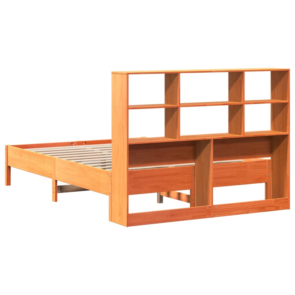 Bed met boekenkast zonder matras grenenhout wasbruin 150x200 cm is nu te koop bij PeponiXL, paradijselijk wonen!