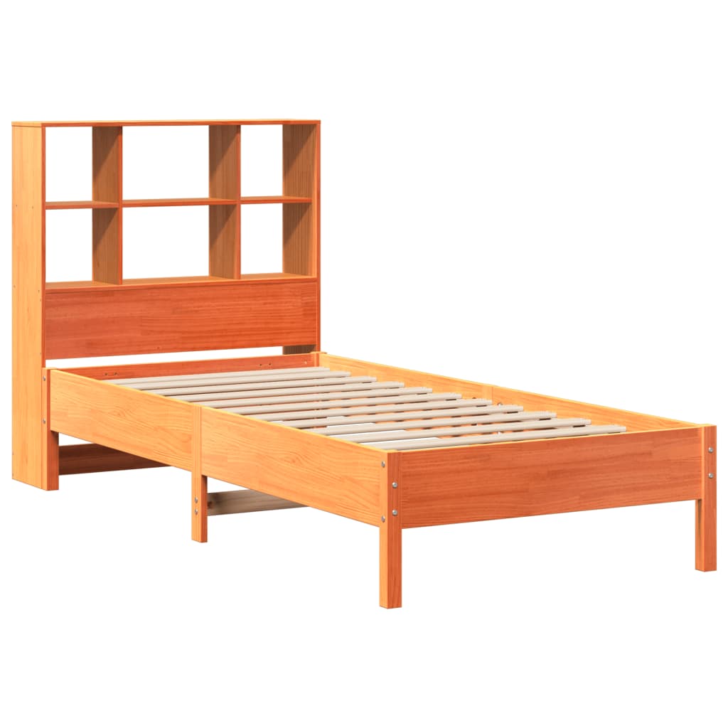 Bed met boekenkast zonder matras grenenhout wasbruin 100x200 cm is nu te koop bij PeponiXL, paradijselijk wonen!