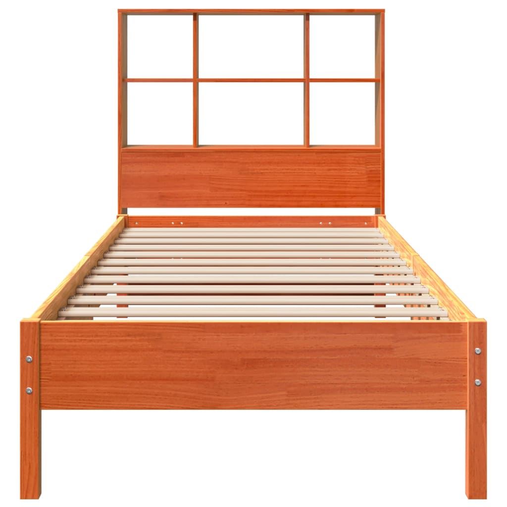 Bed met boekenkast zonder matras grenenhout wasbruin 100x200 cm is nu te koop bij PeponiXL, paradijselijk wonen!