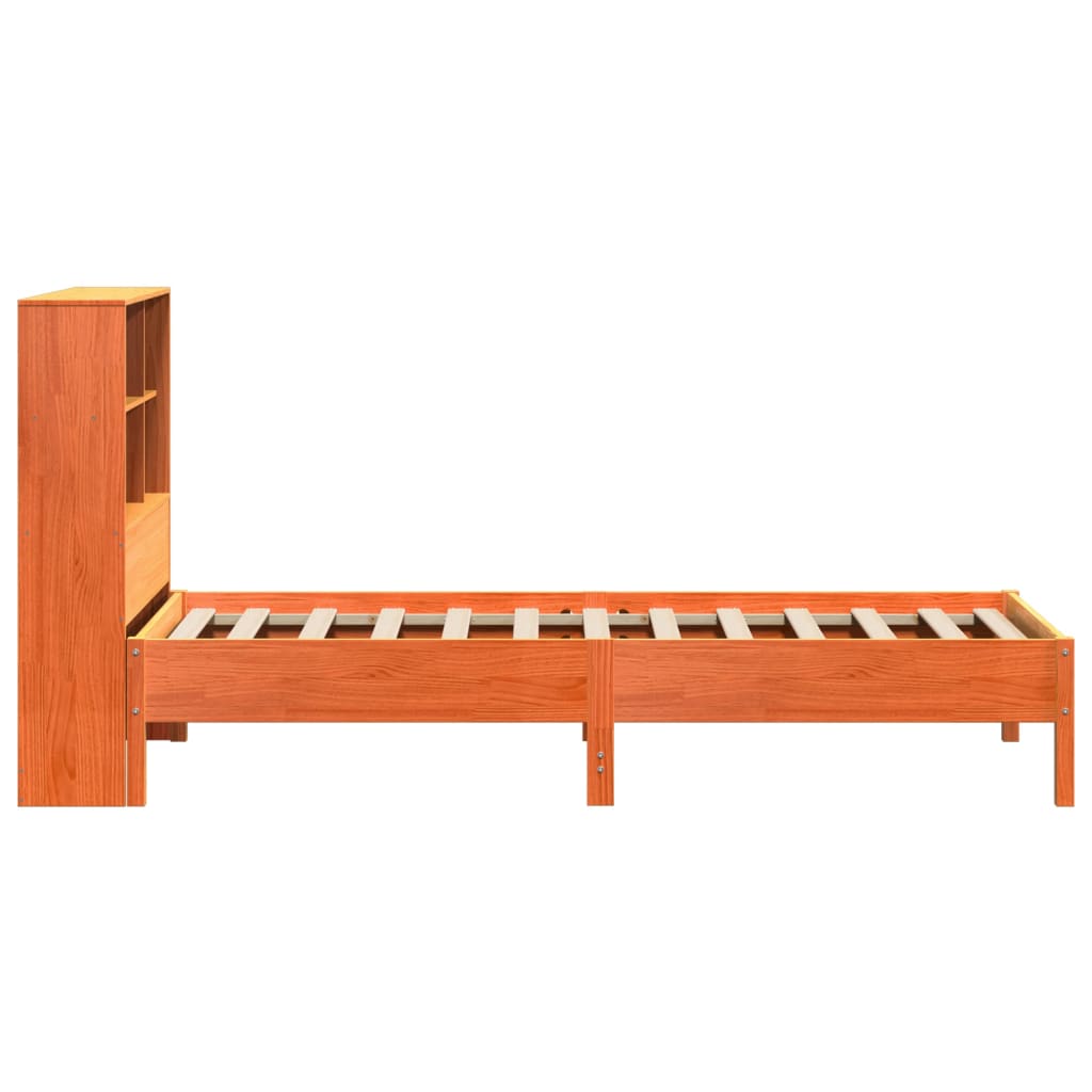 Bed met boekenkast zonder matras grenenhout wasbruin 100x200 cm is nu te koop bij PeponiXL, paradijselijk wonen!